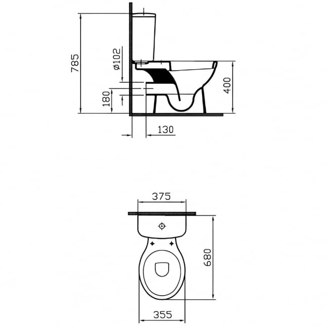 Vitra Milton Close Coupled Toilet with Push Button Cistern - Soft Close Seat