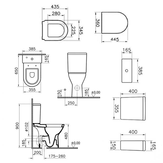 Vitra S50 Comfort Height Open Back Close Coupled Toilet Push Button Cistern - Soft Close Seat