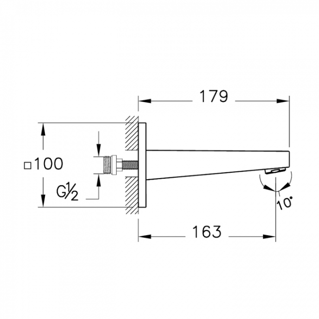 Vitra Square Bath Spout Wall Mounted - Chrome