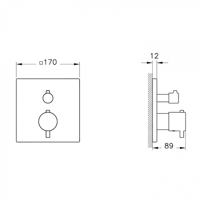 Vitra Square Thermostatic Concealed Shower Valve 2 Outlet - Chrome