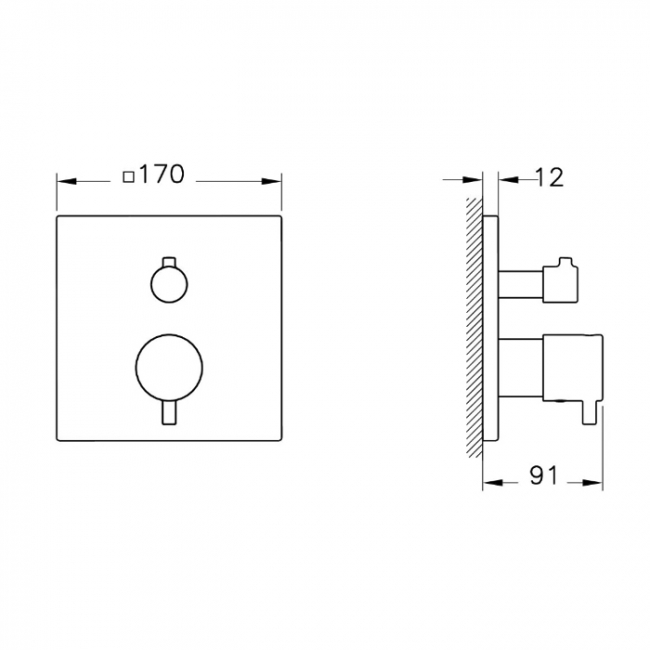 Vitra Square Thermostatic Concealed Shower Valve 2 Outlet - Matte Black