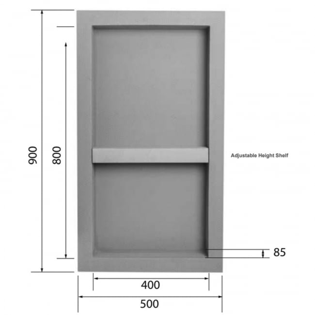 Wetroom Innovations Recessed Tileable Rectangular Shower Niche 800mm x 400mm