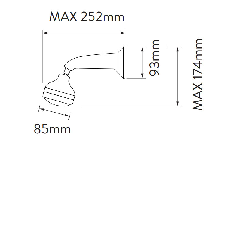 Aqualisa Chrome Turbostream Fixed Powerful Shower Head And Wall Arm