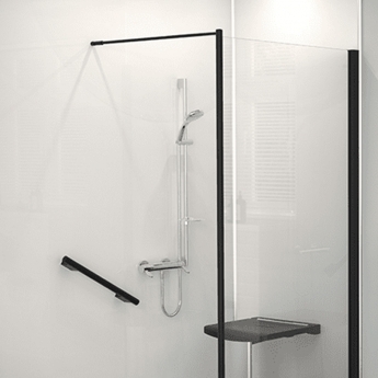 AKW Level Best Black Wet Room Glass Shower Screen