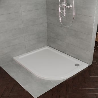 April Stone Resin 45mm Offset Quadrant Shower Tray