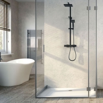 Aqualisa AQ Thermostatic Square Bar Mixer Shower with Fixed Head and Shower Kit - Matt Black