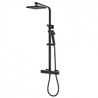 Aqualisa AQ Thermostatic Square Bar Mixer Shower with Fixed Head and Shower Kit - Matt Black