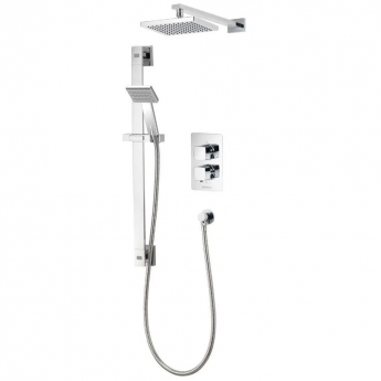 Aqualisa AQ Thermostatic Concealed Square Mixer Shower with Fixed Head and Shower Kit - Chrome