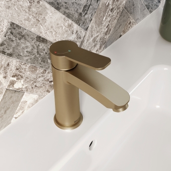 Bristan Appeal Eco Start Basin Mixer Tap with Clicker Waste - Brushed Brass