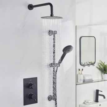 Bristan Prism Recessed Dual Concealed Mixer Shower with Shower Kit and Fixed Head - Black