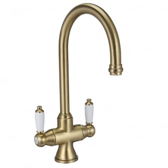 Bristan Renaissance EasyFit Mono Kitchen Sink Mixer Tap Dual Handle - Brushed Brass