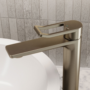 Bristan Saffron Eco Start Tall Basin Mixer Tap with Clicker Waste - Brushed Brass