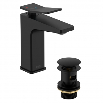 Bristan Tangram Eco Start Basin Mixer Tap with Clicker Waste - Black