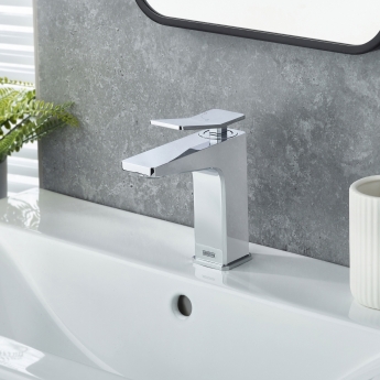 Bristan Tangram Eco Start Basin Mixer Tap with Clicker Waste - Chrome