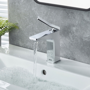 Bristan Tangram Eco Start Basin Mixer Tap with Clicker Waste - Chrome