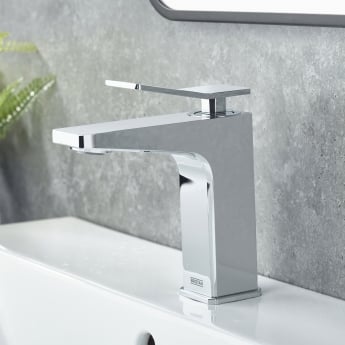 Bristan Tangram Eco Start Basin Mixer Tap with Clicker Waste - Chrome