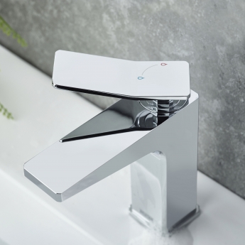 Bristan Tangram Eco Start Basin Mixer Tap with Clicker Waste - Chrome