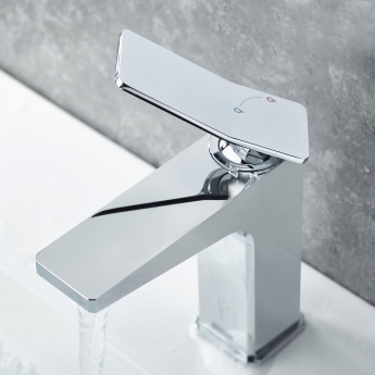 Bristan Tangram Eco Start Basin Mixer Tap with Clicker Waste - Chrome