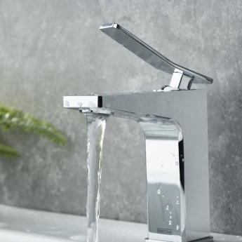 Bristan Tangram Eco Start Basin Mixer Tap with Clicker Waste - Chrome