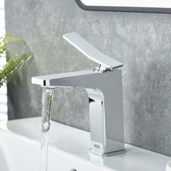 Bristan Tangram Eco Start Basin Mixer Tap with Clicker Waste - Chrome