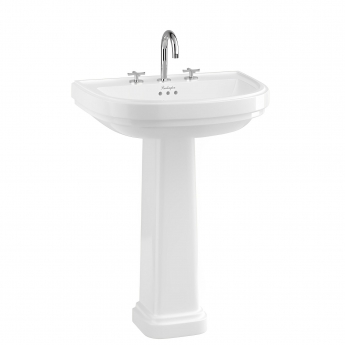 Burlington Riviera Curved Basin with Full Pedestal 650mm Wide - 3 Tap Hole