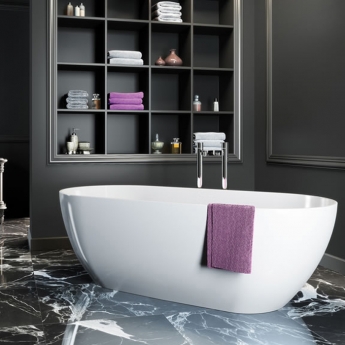 Clearwater Formoso Petite Clear Stone Freestanding Bath 1500mm x 800mm - Matt White