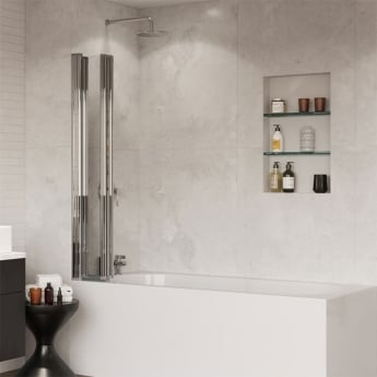 Coram Five Folding Bath Screen 1400mm H x 1060mm W - 4mm Glass