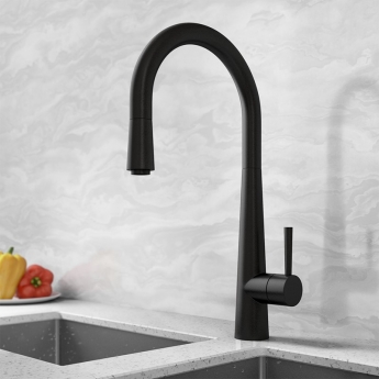 Delphi Jema Pull Out Spout Single Lever Kitchen Sink Mixer Tap - Black