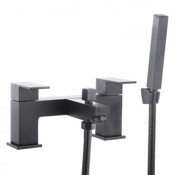 Delphi Kawa Bath Shower Mixer Tap with Shower Kit Pillar Mounted - Black