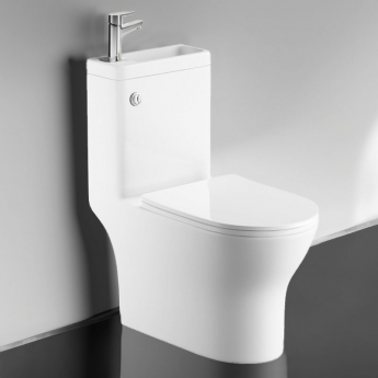 Delphi P2 Round Close Coupled Toilet with Integrated Basin and Tap (Chrome Accent)