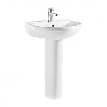 Delphi Trade Basin with Full Pedestal In A Box 550mm Wide - 1 Tap Hole