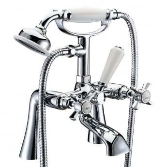 Delphi Wisley Bath Shower Mixer Tap with Shower Kit Pillar Mounted - Chrome