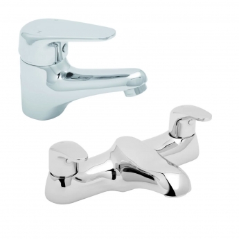 Deva Adore Basin Mixer Tap and Bath Filler Tap Chrome