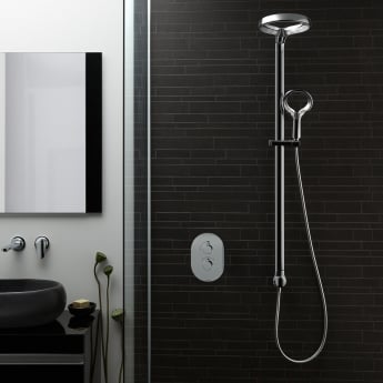 Deva Aio Shower Riser Kit with Shower Handset and Fixed Head - Chrome