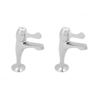 Deva Contract Kitchen Sink Pillar Taps Lever Handles Pair - Chrome