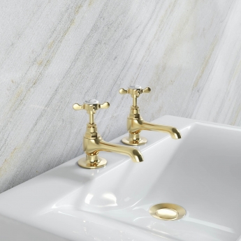 Deva Coronation Basin Taps Pair - Gold