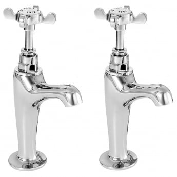 Deva Coronation High Neck Kitchen Sink Taps Pair Pillar Mounted - Chrome