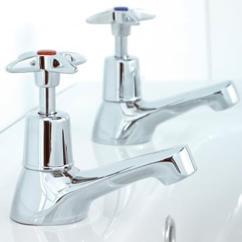 Deva Cross Handle Basin Taps Pair - Chrome