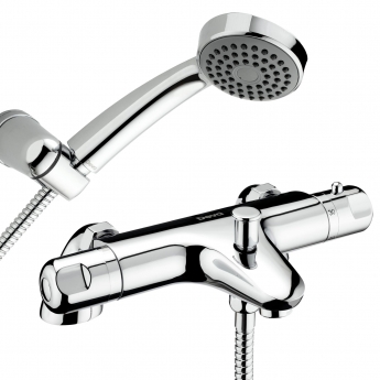 Deva Dynamic Pillar Mounted Thermostatic Bath Shower Mixer Tap - Chrome