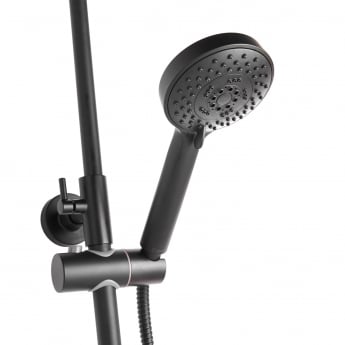 Deva Grasmere Thermostatic Bar Mixer Shower with Diverter and Adjustable Rail - Matt Black