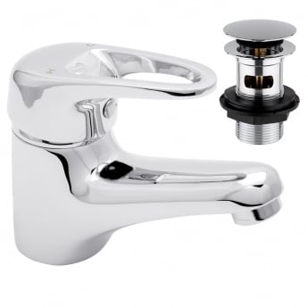 Deva Lace Mono Basin Mixer Tap with Press Top Waste - Chrome