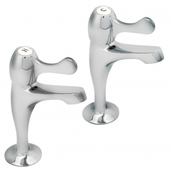 Deva Contract Kitchen Sink Pillar Taps Lever Handles Pair - Chrome