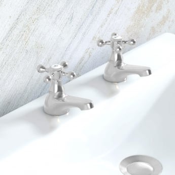 Deva Tudor Traditional Basin Taps Pair - Chrome