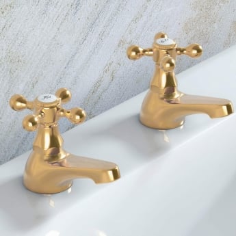 Deva Tudor Traditional Bath Taps Pair - Gold