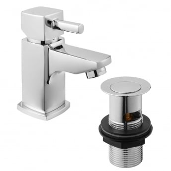 Deva Wexford Mini Basin Mixer Tap with Press Top Waste - Chrome