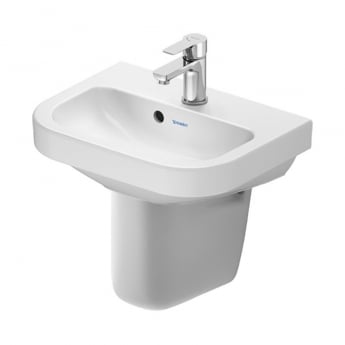 Duravit D-Code Basin and Semi Pedestal 450mm Wide - 1 Tap Hole