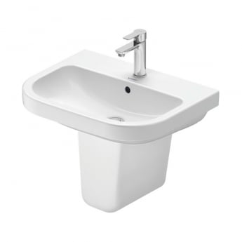 Duravit D-Code Basin and Semi Pedestal 600mm Wide - 1 Tap Hole