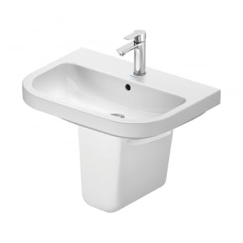 Duravit D-Code Basin and Semi Pedestal 650mm Wide - 1 Tap Hole