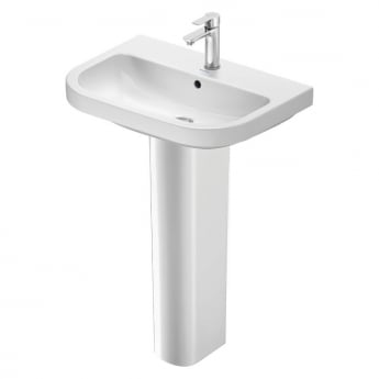 Duravit D-Code Basin and Full Pedestal 650mm Wide - 1 Tap Hole