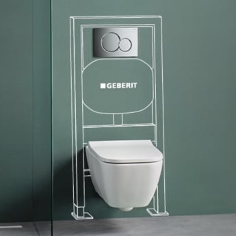 Geberit Rimless Wall Hung Pan with Duofix Toilet Frame Flush Plate and Sigma Concealed Cistern - Soft Close Seat